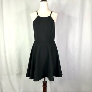 Lulus black stretch mini skater dress S